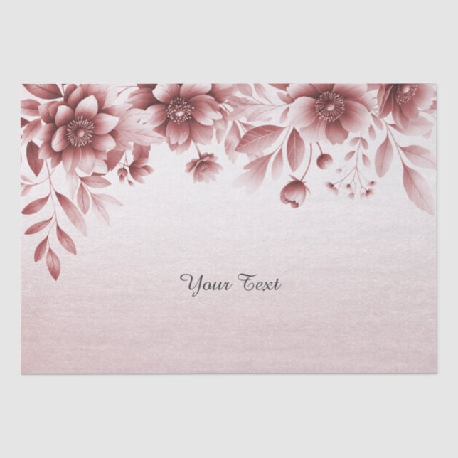 Papier de soie floral rose poussiéreux (Recto)