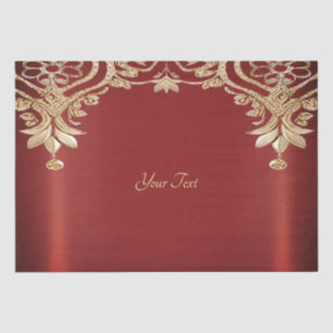 Papier de soie floral rouge or moderne