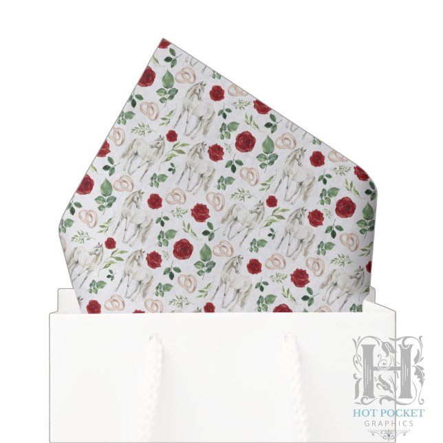 Papier de soie floral rustique équestre rouge (Créateur téléchargé)