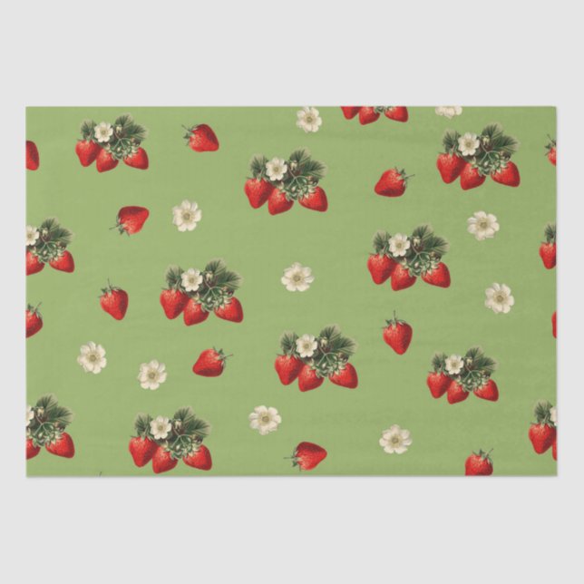 Papier de soie fraise sur vert mousse (Recto)