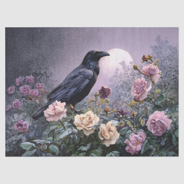 Papier de soie gothique Moonlit Raven pour meubles (Recto)
