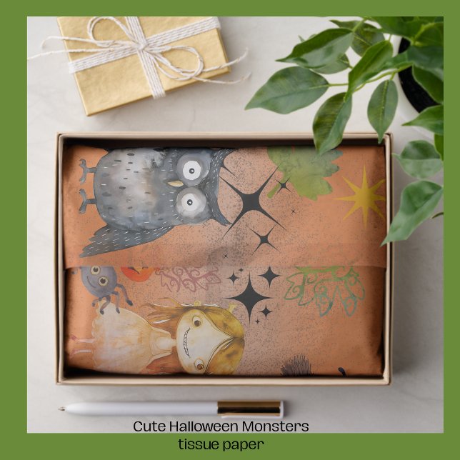 Papier de soie Halloween Mignons Monstres "Quelle  (Witch Way_ Cute Monsters Halloween Tissue Paper)