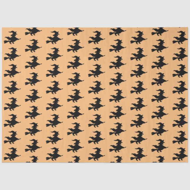 Papier de soie Halloween Sorcière volante (Recto)