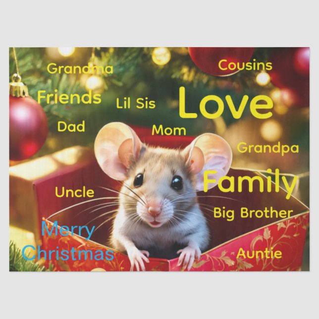 Papier de soie Joyeux Noël Souris (Recto)