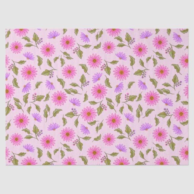 Papier de soie lavande rose Lacy Daisy (Recto)