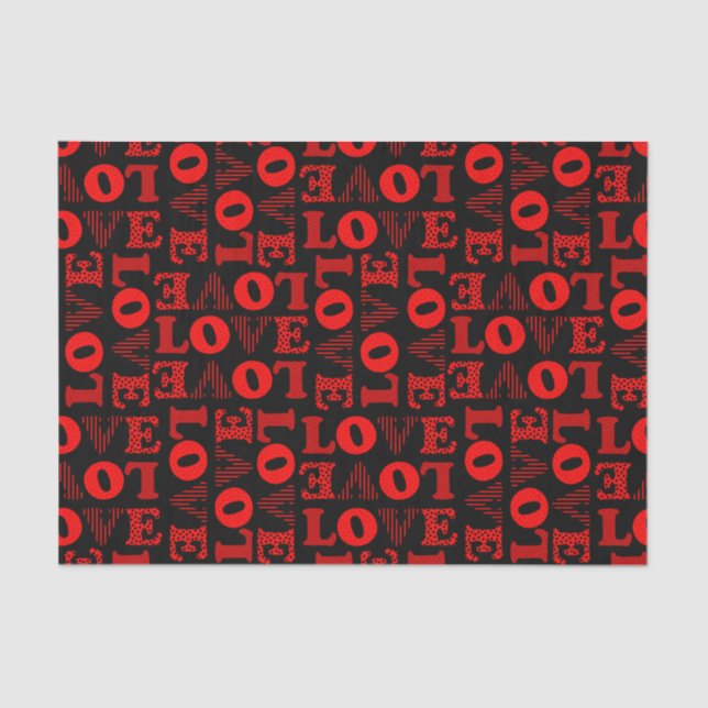 Papier de soie LOVE Rouge & Noir (Recto)