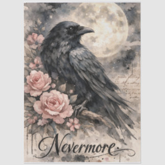 Papier de soie Lune Corbeau noir Nevermore