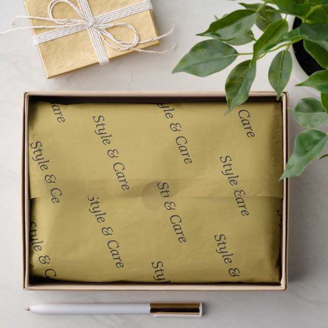 Papier de soie métallisé or avec impression de mot (Cadeau)