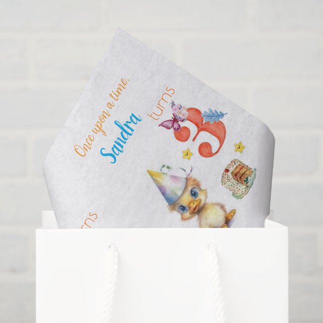Papier de soie Mignon poussin gâteau Joyeux annive (Sac cadeau)
