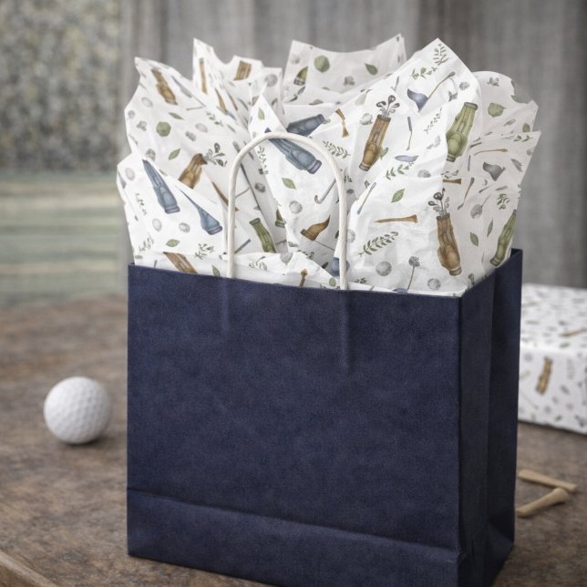 Papier de soie motif golf bleu vert aquarelle (Créateur téléchargé)