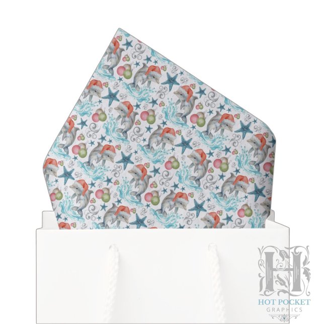 Papier de soie Noël Dauphin en Blanc (Créateur téléchargé)