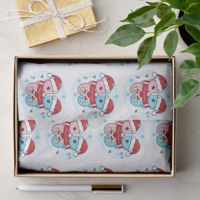Papier de soie Noël de jolis hippocampes (Cadeau)