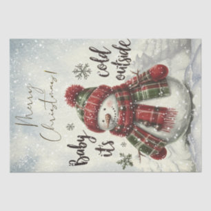Papier de soie Noël hiver plaid bonhomme de neige