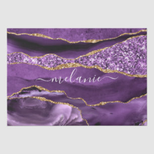 Papier de soie nom personnalisé Marbre Paillettes 
