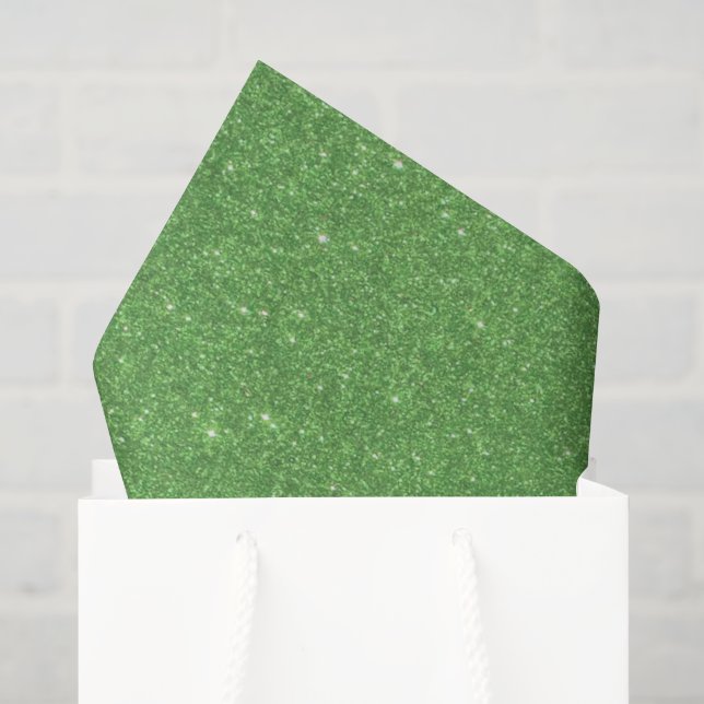 Papier de soie pailleté vert (Sac cadeau)