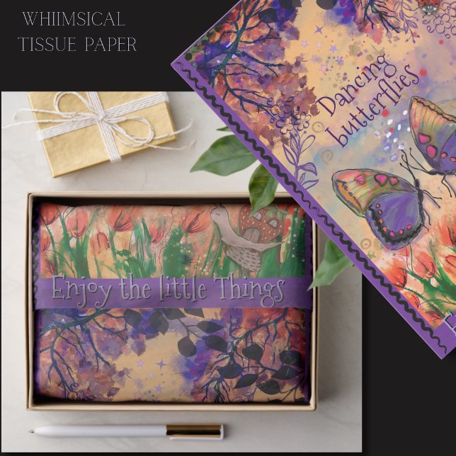 Papier de soie papillon fantaisiste Profitez des p (Enjoy the Little Things Butterfly Whimsical Tissue Paper)