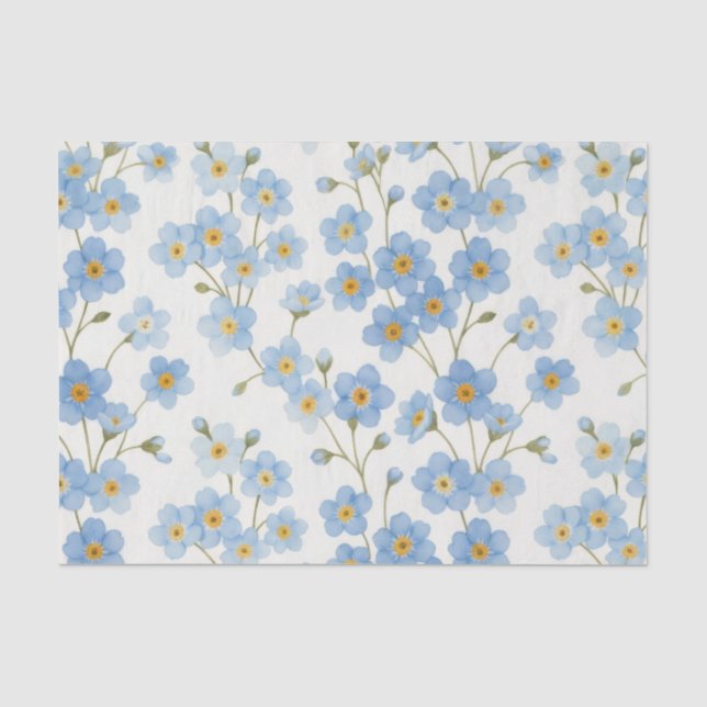 Papier de soie Pâques Myosotis délicat (Recto)