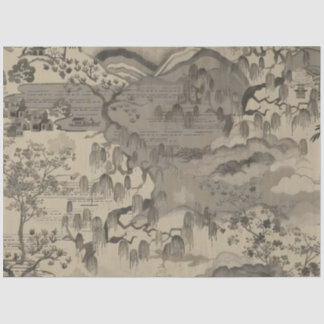 Papier de soie paysage sépia chinois
