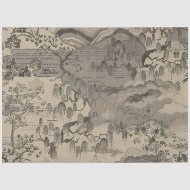 Papier de soie paysage sépia chinois  (Recto)