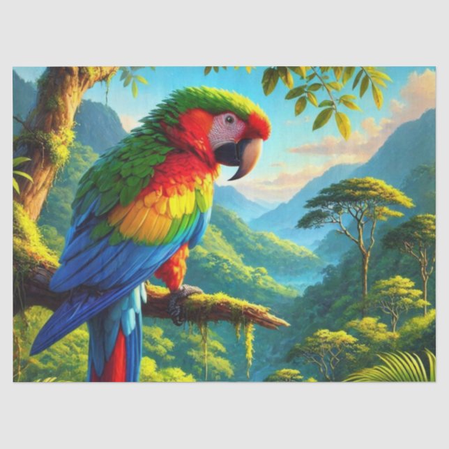 Papier de soie perroquet ara macaw de la forêt tro (Recto)