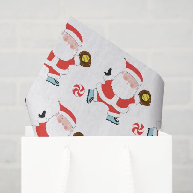 Papier de soie pour cadeau de Noël de softball (Sac cadeau)