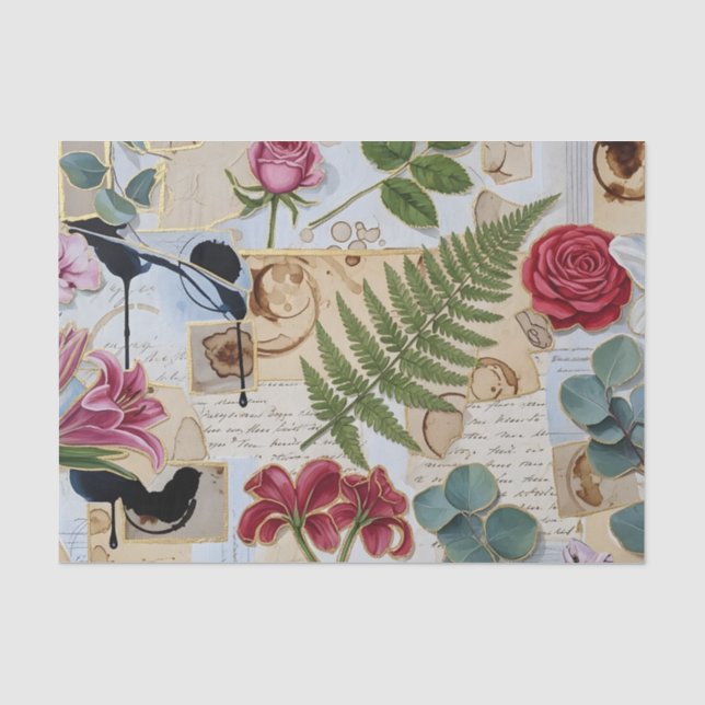 Papier de soie pour collage botanique et artisanal (Recto)