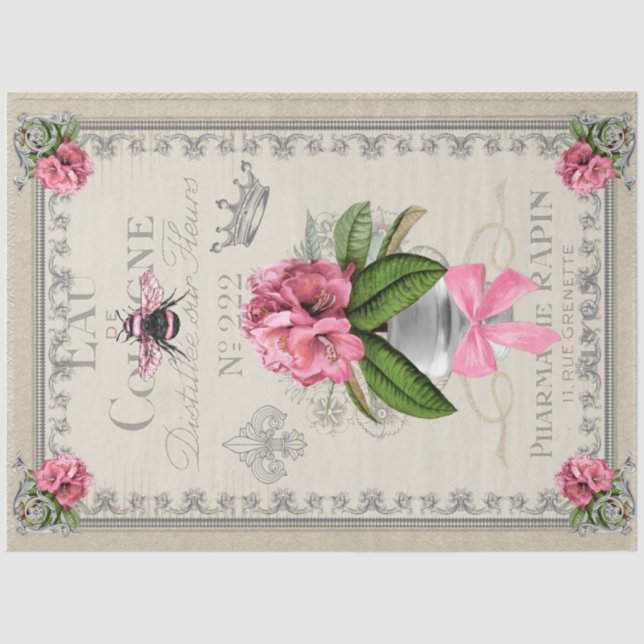 Papier de soie pour découpage artisanale à motif f (Recto)