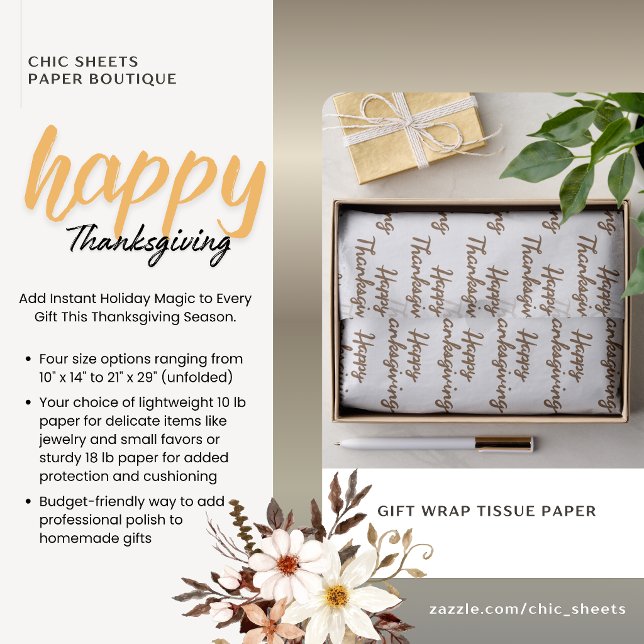 Papier de soie pour emballage de cadeau de Thanksg (Créateur téléchargé)