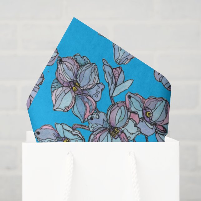 Papier de soie pour fête - Delphiniums abstraits (Sac cadeau)