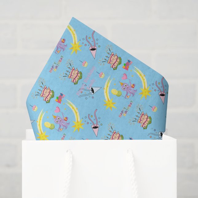 Papier de soie pour gâteau d'anniversaire de pieuv (Sac cadeau)