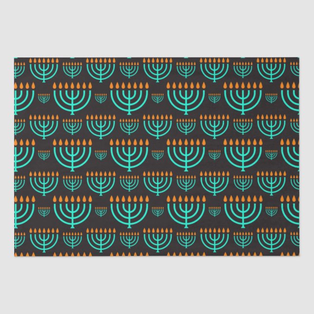 Papier de soie pour menorah de Hanukkah bleu (Recto)