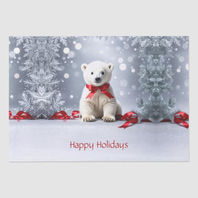 Papier de soie pour Noël avec ours polaire (Recto)