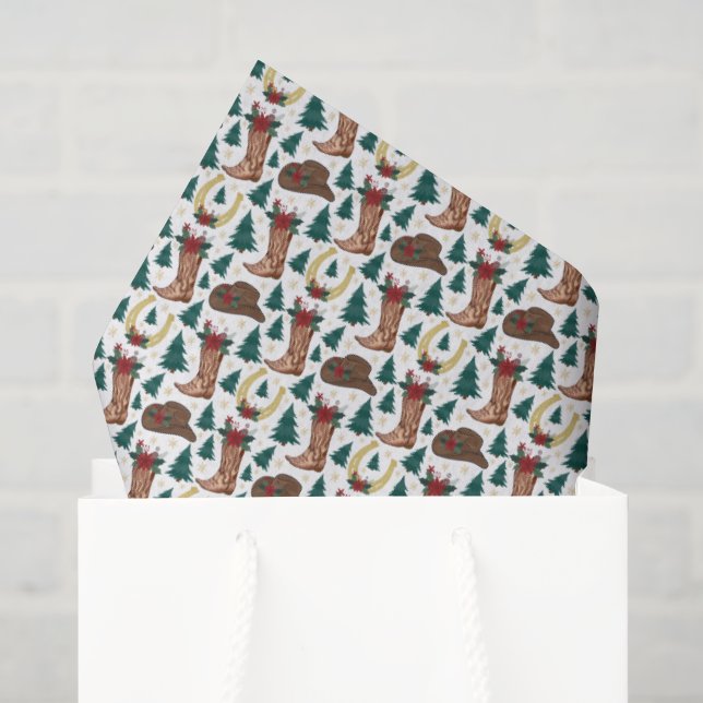 Papier de soie pour Noël Cowboy (Sac cadeau)