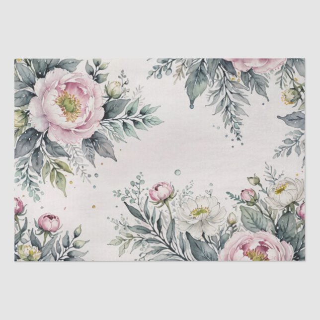 Papier de soie pour peinture à l'encre florale pas (Recto)