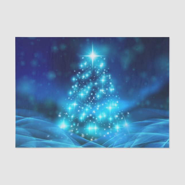 Papier de soie pour sapin de Noël bleu éthéré (Recto)