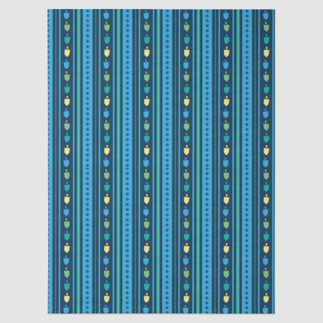 Papier de soie rayé pour fête de Hanukkah Dreidel (Recto)