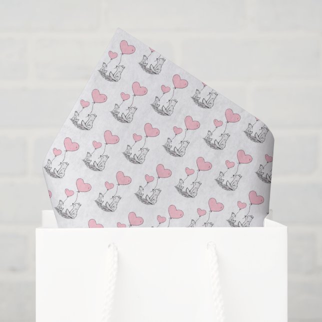 Papier de soie renard jour de la Saint-Valentin co (Sac cadeau)
