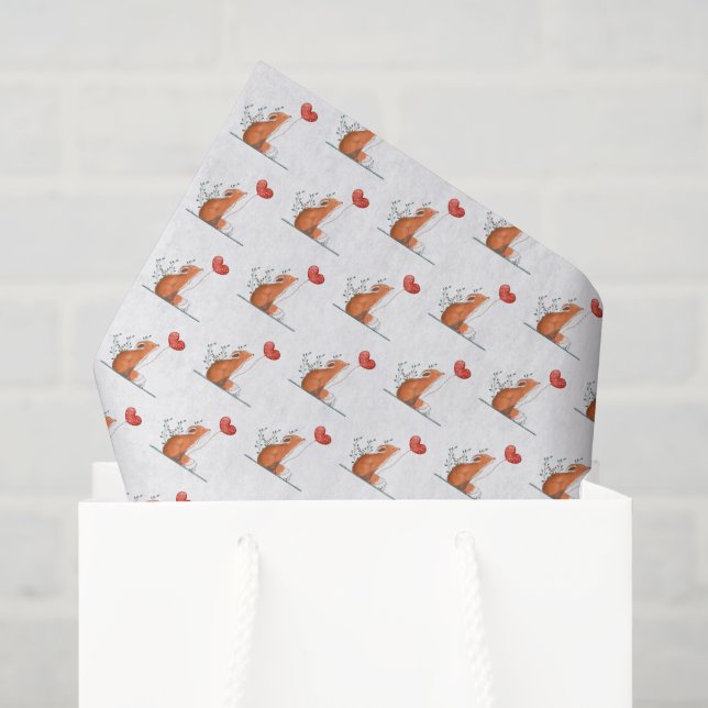 Papier de soie renard jour de la Saint-Valentin co (Sac cadeau)