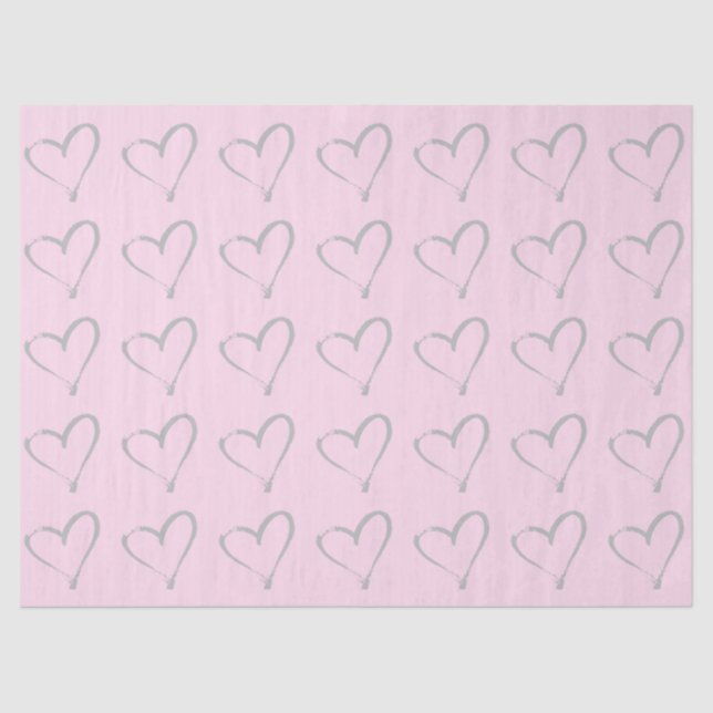 Papier de soie rose blush coeurs fantaisistes (Recto)