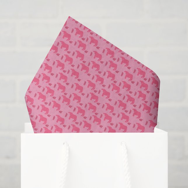 Papier de soie rose sinistre vaches veaux ranch de (Sac cadeau)