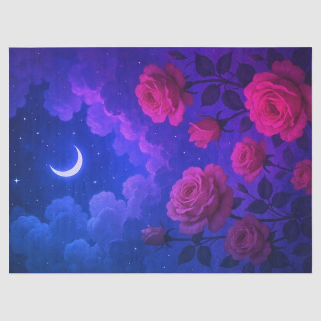 Papier de soie Roses et Clair de Lune (Recto)