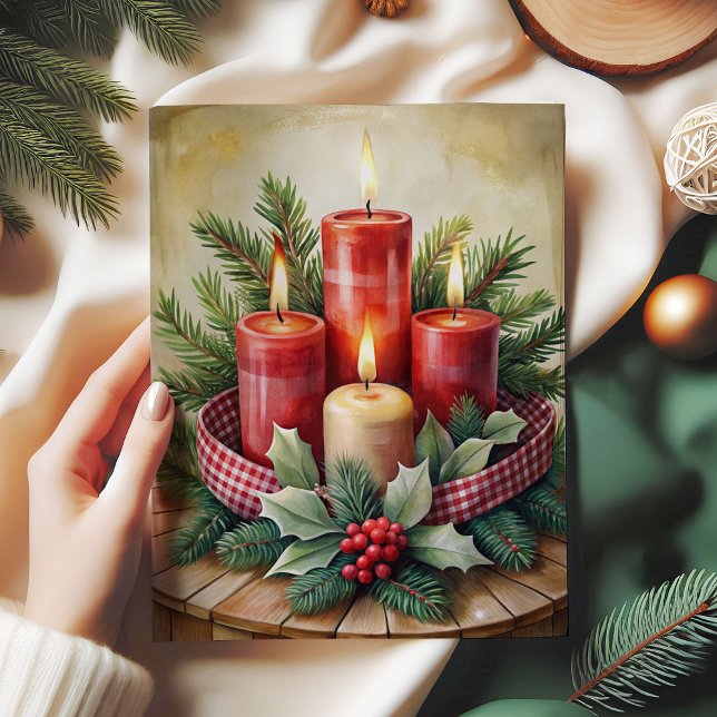 Papier de soie sapin couronne de Noël classique (Classic Christmas candles pine wreath tissue paper)
