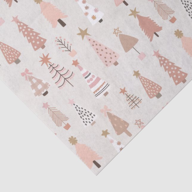 Papier de soie Sapin Noël Rose Scandinave (Détail)