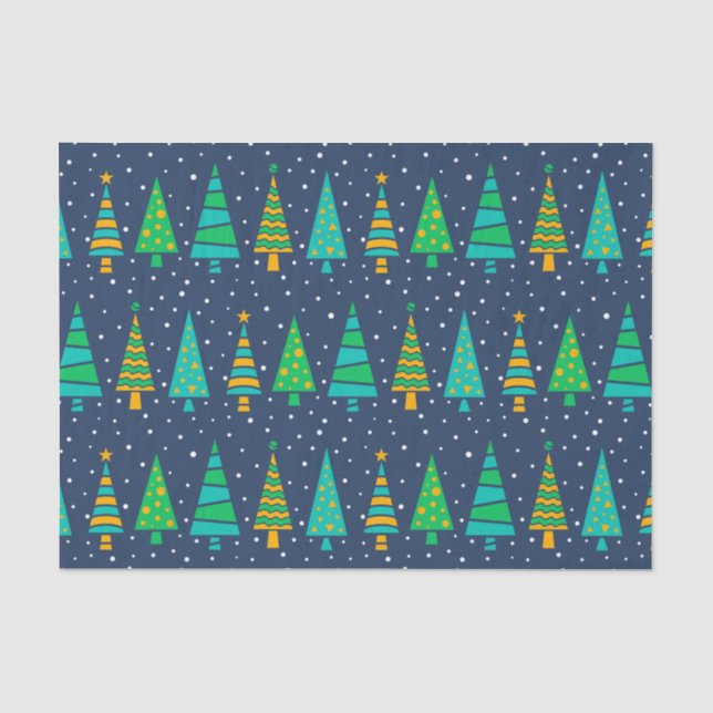 Papier de soie sapins enneigés (Recto)