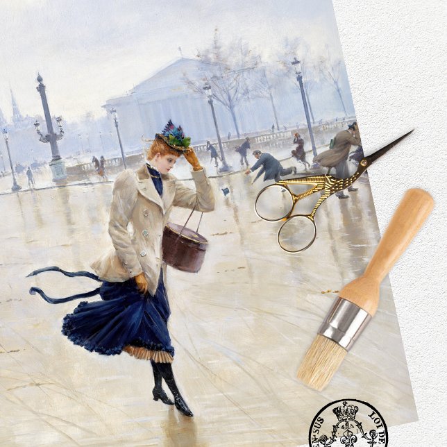 Papier de soie scène femme vintage Paris (Créateur téléchargé)