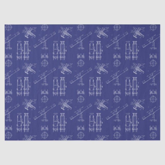 Papier de soie Schémas de télescope en bleu (Recto)