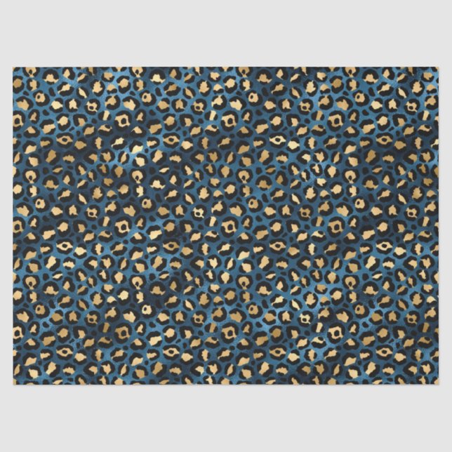 Papier de soie série léopard bleu et or modèle 1 (Recto)