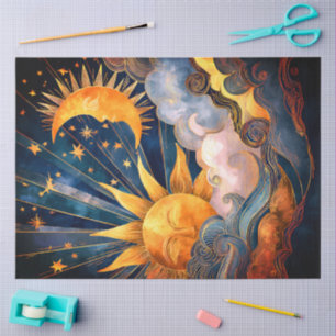 Papier de soie Soleil, Lune et Étoiles