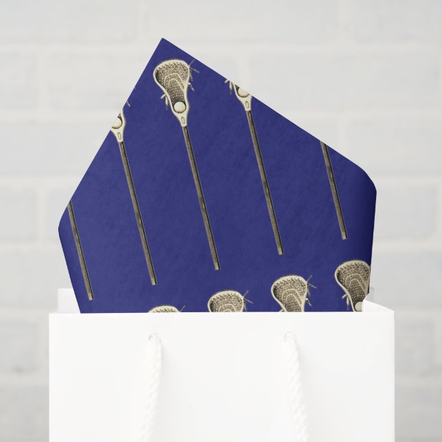 Papier de soie sportif bleu Lacrosse (Sac cadeau)