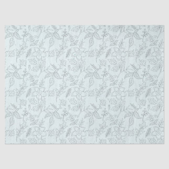 Papier de soie Turquoise Floral Series Design 6 (Recto)
